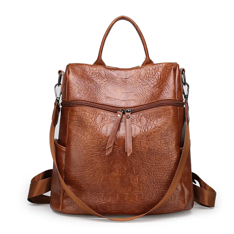 

2019 New Style Retro Crocodile Pattern Backpack Europe And America Fashion Multi-functional Backpack Manufacturers Direct Sellin