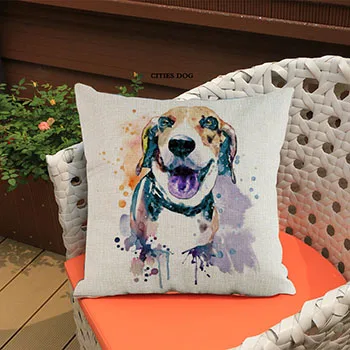 Beagle животное собака акварельная картина льняная подушка, подушка для дома гостиной диван украшения наволочки подушки собаки - Цвет: beagle2