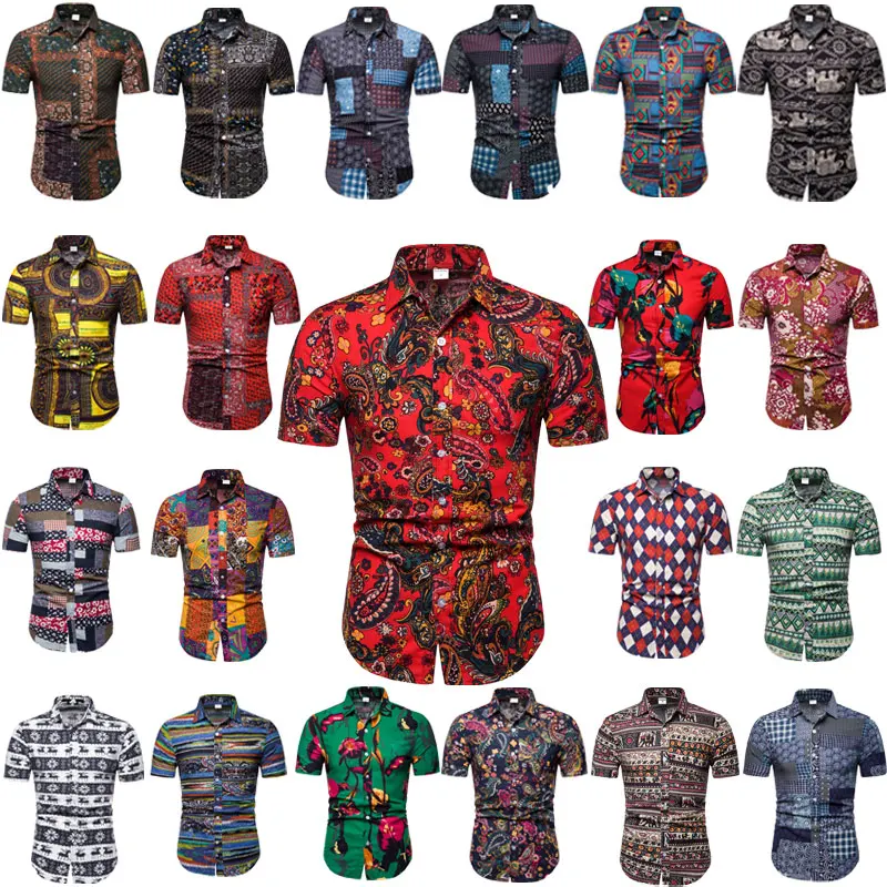 

Aoliwen brand Summer Short Sleeve Shirts Fashion Men Casual Shirts Slim Fit Shirts Plus Size M-5XL Hawaiian for Beach Holiday