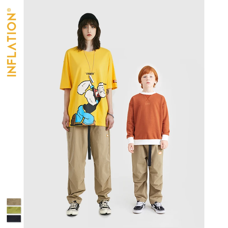 INFLATION Mommy and me/Одежда для папы и сына; Штаны для бега; уличная одежда; одинаковые комплекты для семьи; брюки для бега; свободный крой
