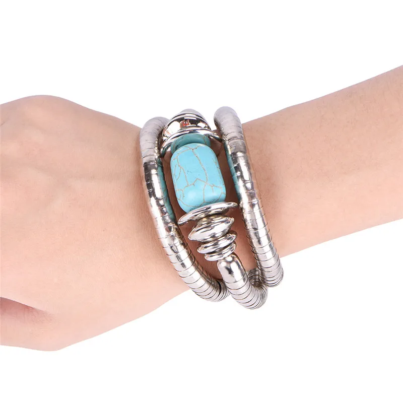 S-SH-JY-212-1 Резной Круглый Howlite браслет модные женские манжеты браслет из тибетского серебра цвет - Окраска металла: S-SH-JY-212-1