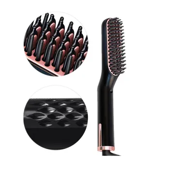 

Electric Beard Comb Hair Straightener Brush, Ionic Ceramic Heat Brush Fast PTC System Anti Scald for Hair & Beards Styler Comb