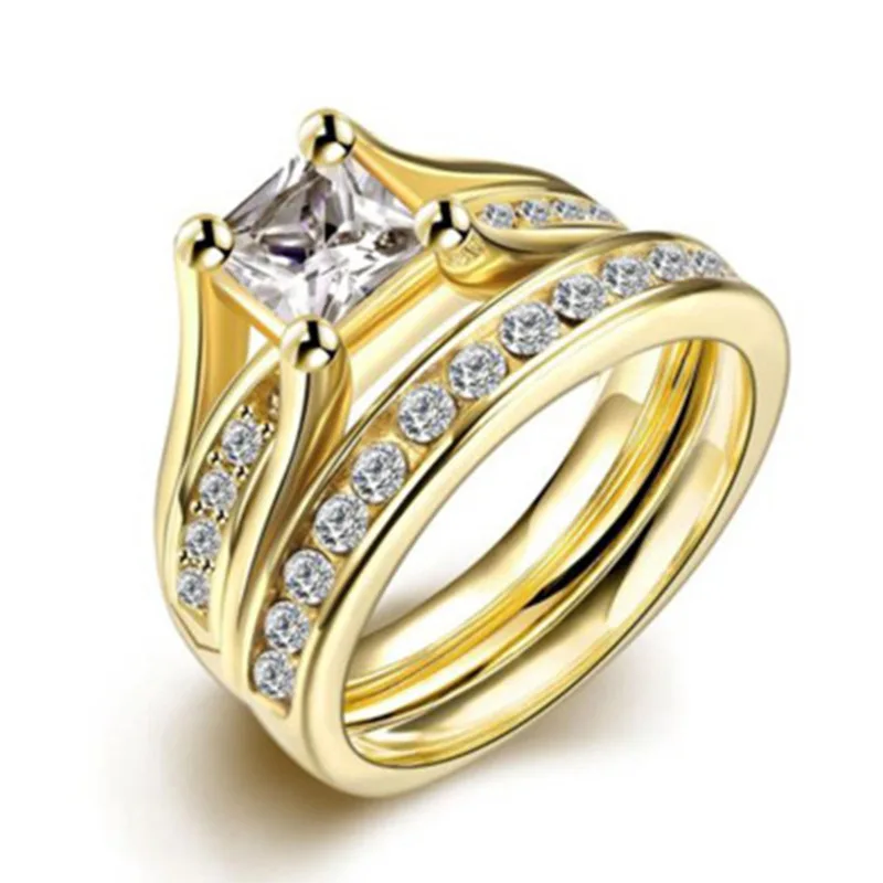 Milangirl Свадебные Кольца для пары роскошные кольца с фианитом набор винтажных