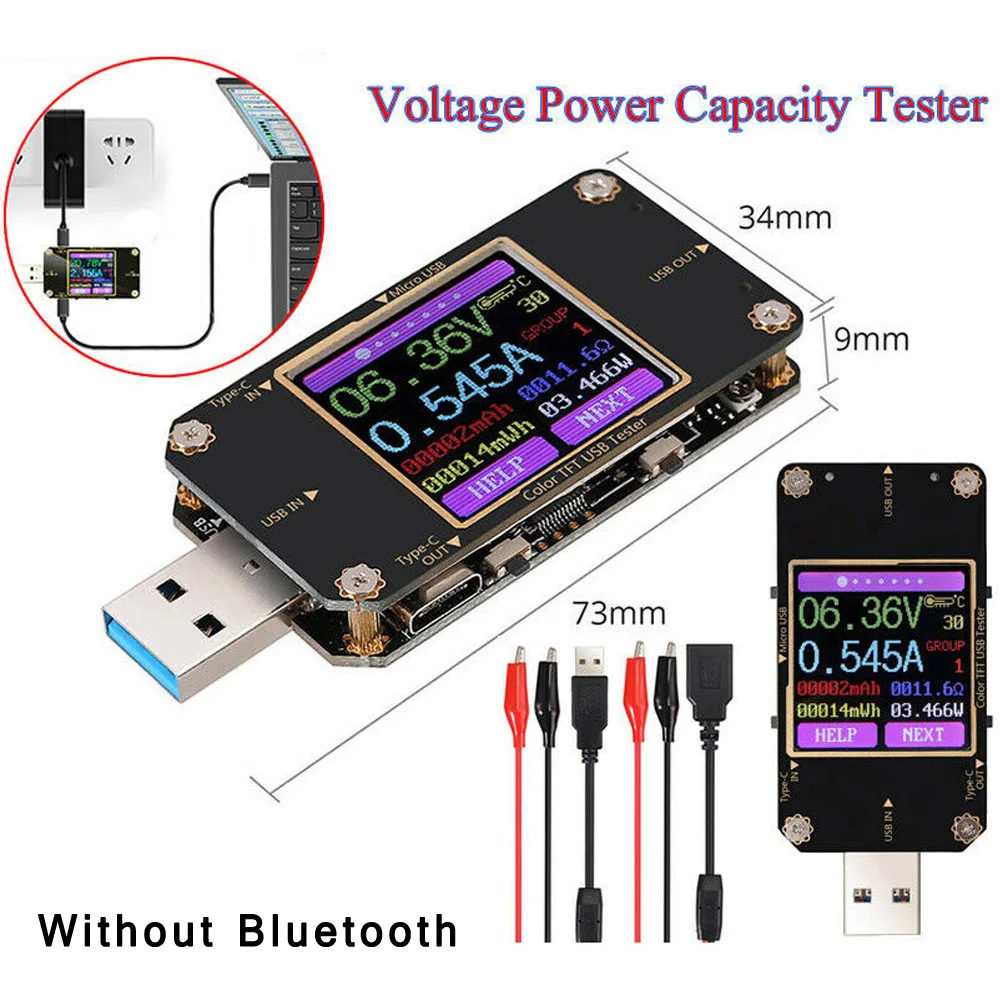 Цифровой usb type-C цветной ЖК-Вольтметр Амперметр Напряжение измеритель тока мультиметр