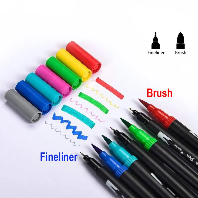 72 Colors Fine Liner Dual Tip Brush Art Markers Pen Watercolor