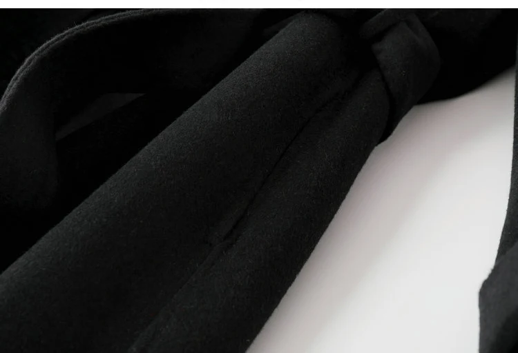 Женское шерстяное пальто с отложным воротником и поясом, элегантное 70% шерстяное кашемировое длинное пальто с открытой строчкой, Женская куртка Casaco Feminino