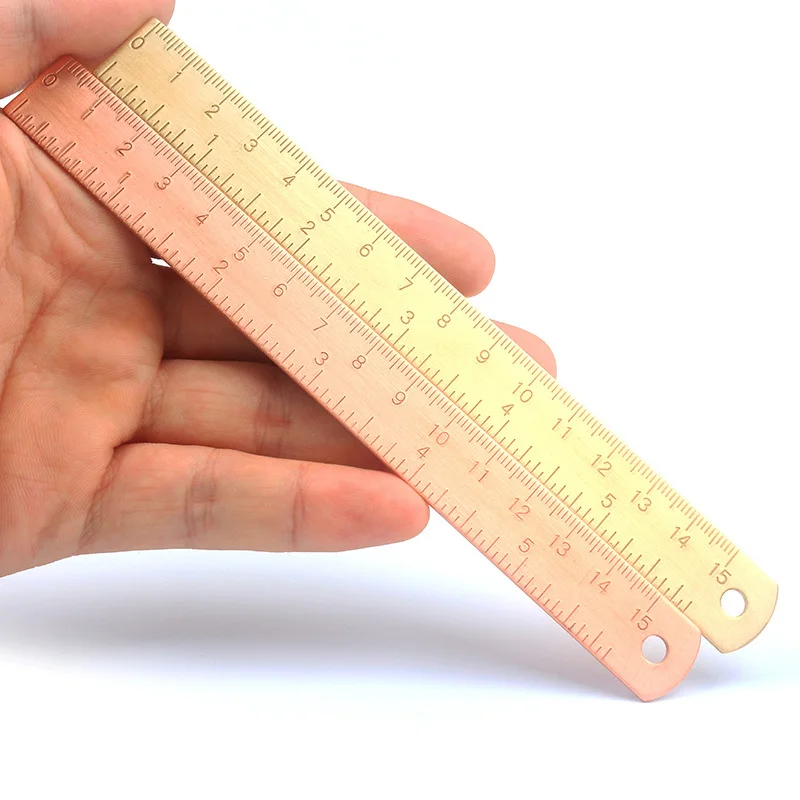 1pc 15Cm Mini latón marcapáginas regla Cancillería oro rosa de regla recta pintura de Metal herramientas de dibujo de la escuela suministros