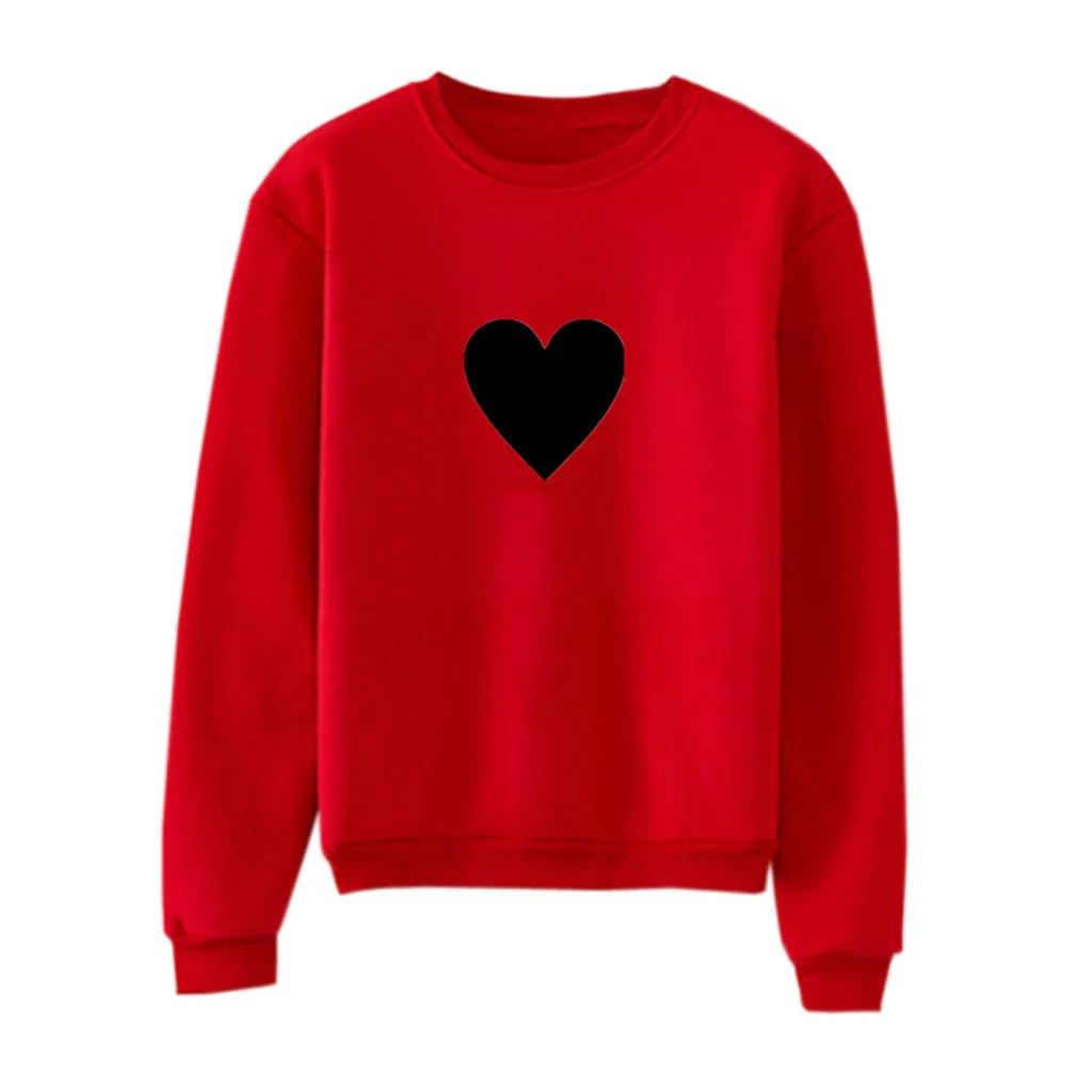 Jaycosin 2019 New Hoodies For Girls O-Neck Heart Printed Top Women