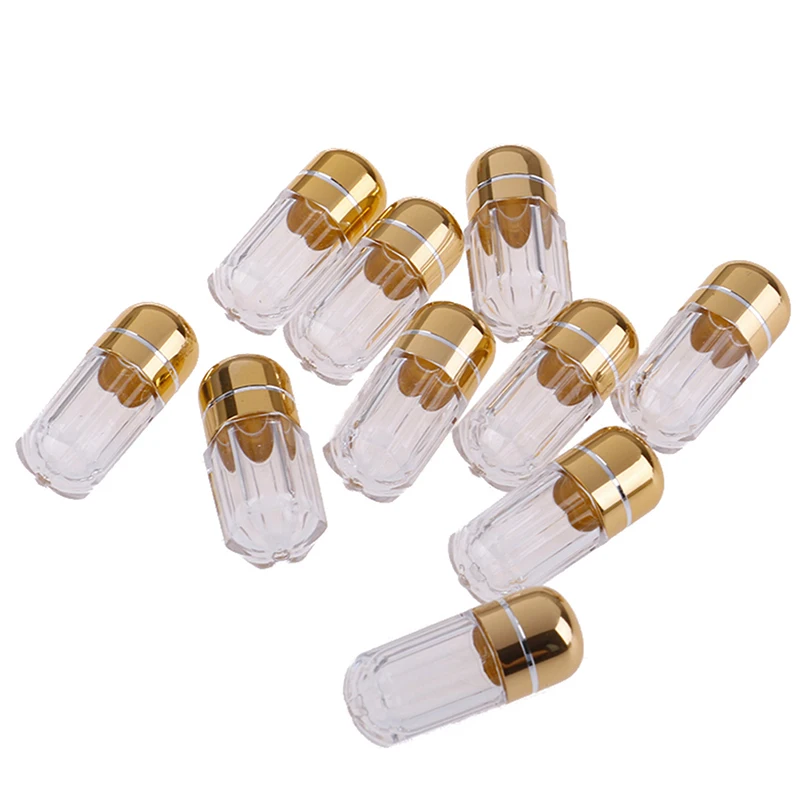 10PC Portable Gold Pill Case Transparent Gel Caps WaterProof Mini Plastic Box Bottle Holder Empty Gelatin Capsules | Красота и