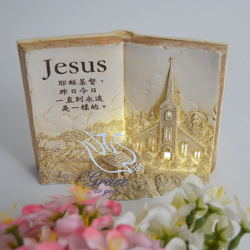 Светодиодный свет книга христианский Христос Иисуса подарочные украшения для дома украшения ночные светильники ремесленные украшения подарки на день благодарения - Цвет: 4