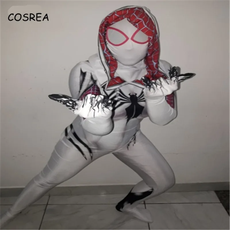 Фильм Venom Человек паук костюм Гвен Стейси косплэй маска магия супергероя Zentai Боди Комбинезоны для женщин взрослых детей