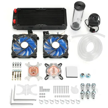 

Leory PC Water Cooling Fan Kit 240mm Radiator Pump Reservoir CPU Block Rigid Tubes DIY Circulation Pump