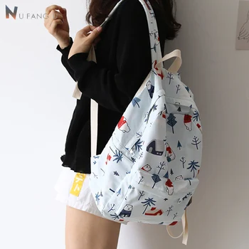 

NUFANGU 2020 Harajuku Printed Women Oxford Backpack College Student School Book Bag Girls Leisure Bag Teenager Young