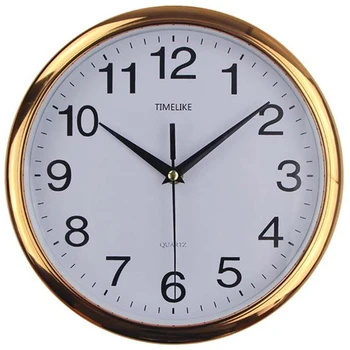 

Timelike Classic Vintage Round Wall Clock Modern Plastic Clock Quartz Horloge Retro Wathces Wall Clock-Gold