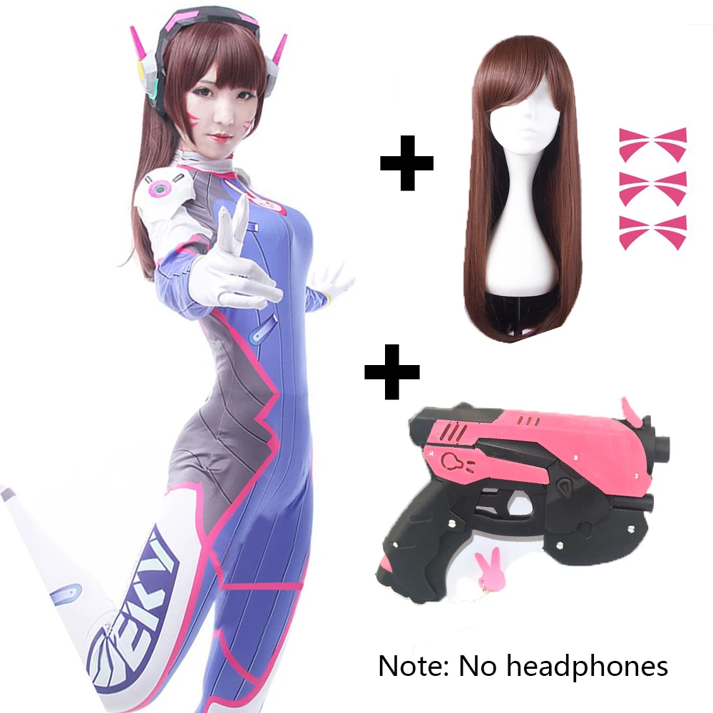 Dva Cosplay Costume Game  Female Adult child Lycra 3D Printing Spandex Halloween Party Zentai Wig Suits Gun D.Va cos