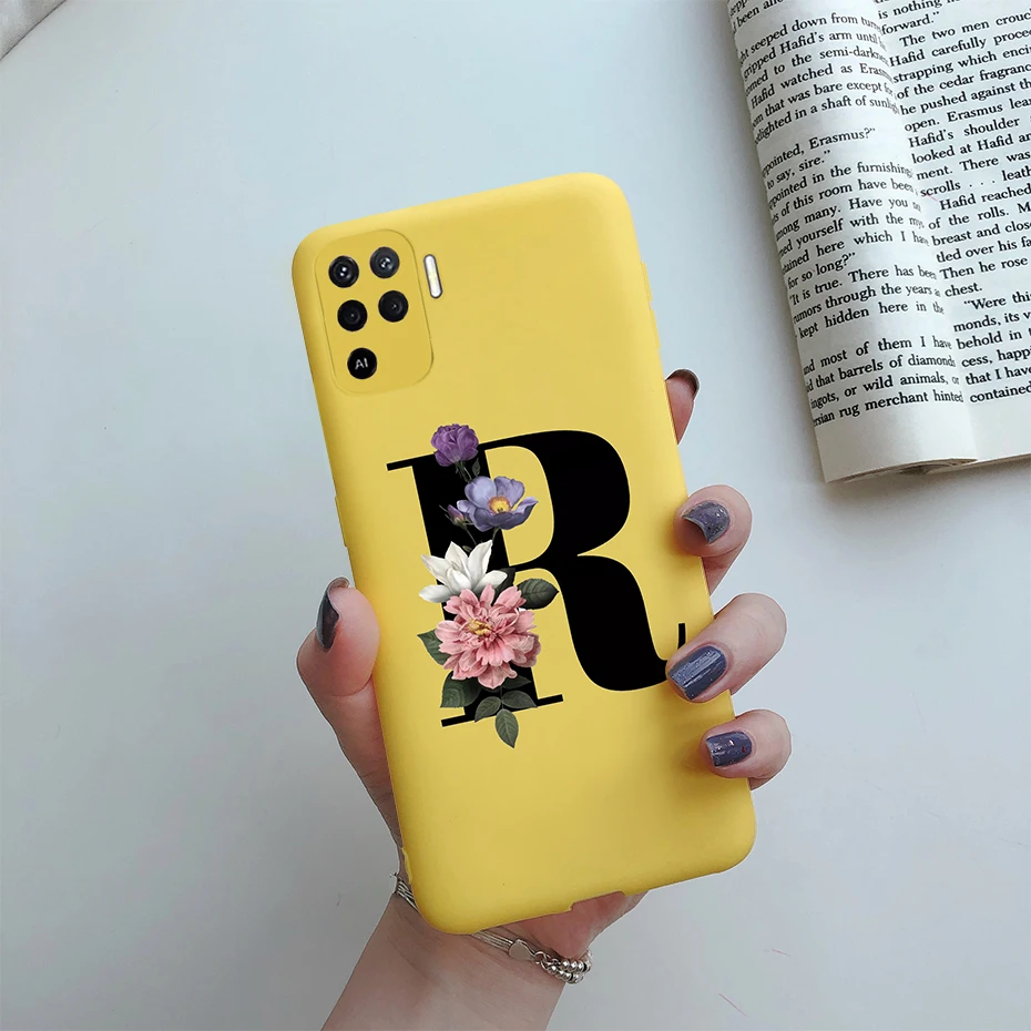 cases for oppo phones For Oppo Reno 5 Lite Case Letters Monogram ABC Flower Soft Silicone Back Cover For Oppo Reno5 Z Reno 5 F Z Lite 5F 5Z 5Lite Case oppo phone back cover