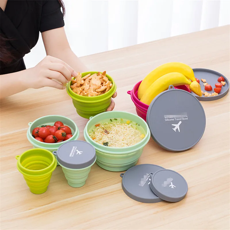 Силиконовая складная миска портативная Милая для конфет с крышкой термостойкая