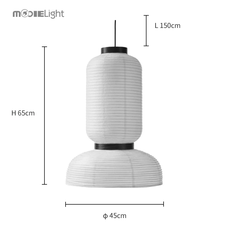 Mooielight E27 скандинавский формаками подвесной светильник постсовременная рисовая бумага дубовая белая линия спальня столовая Подвесная лампа - Цвет корпуса: Dia 45cm
