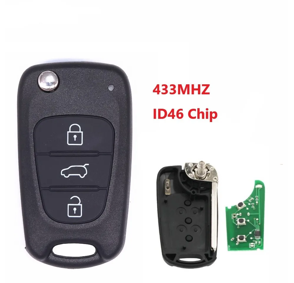 3 кнопки складной дистанционный ключ ID46 чип 433 МГц для Hyundai I30 IX35 TOY40 Blade ключи