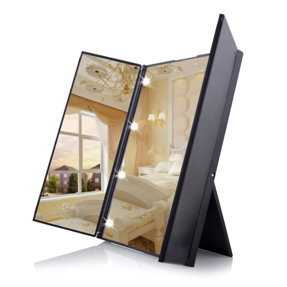 

8 Led Vanity Light Tri-fold Makeup Mirror Foldable Cosmetic Mirror S With Led Lighting Portable Travel Pocket Table Desk Decor