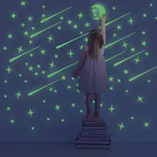 Светящаяся луна звезды сочетание 3D Наклейка на стену спальня гостиная украшение дома детская комната наклейки светится в темноте наклейка s