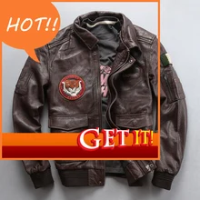 Мужская Новая Осенняя зимняя куртка из овчины большого размера с вышивкой тигра, натуральная кожа, теплая куртка, мотоциклетная Байкерская винтажная куртка