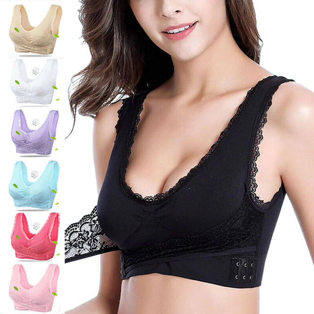 Plus size Female Sport Bra Women’ s Solid Color Push Up U-Neck Sports Underwear Athletic Undergarment Black White Skin | Женская
