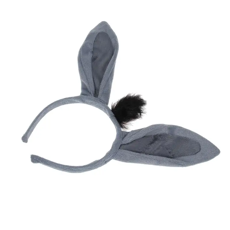 1pcs Children Headband Plush Gray Donkey Ears Shape Cute Hair Clasp for Performance