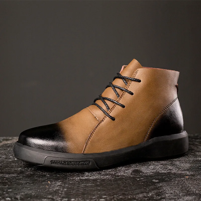 

New Luxury Leather Genuine Leather Men's Flat Shoes Casual British Style Men's Oxford Boots Fashion Brand Dress Men's Shoes