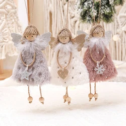 Ano novo 2022 presentes macio pelúcia anjo menina boneca decoração de natal ornamento brinquedos árvore de natal pingente café brinquedos de pelúcia