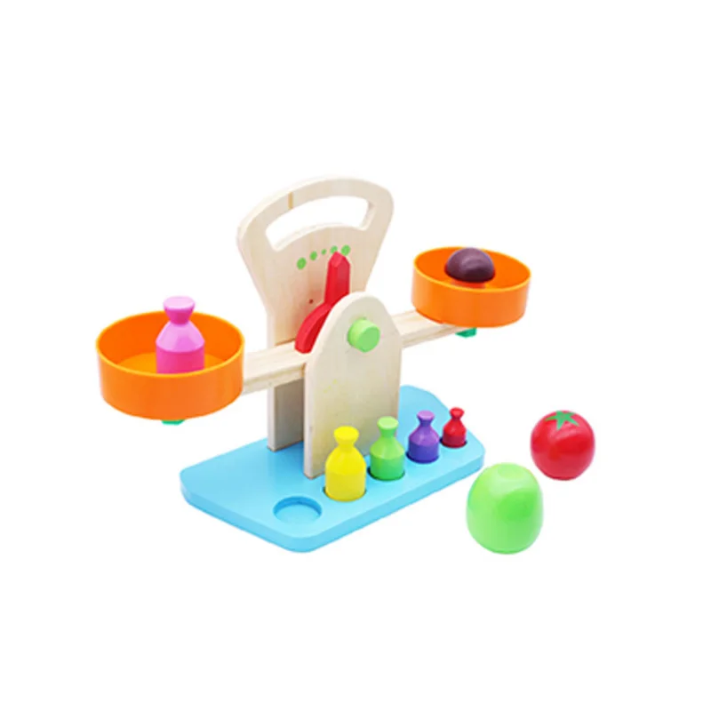  Hot 1 Set Early Educational Wooden Toys Baby Balance Toy Scales Weighing Hands-on Teaching Children - 4000048539340