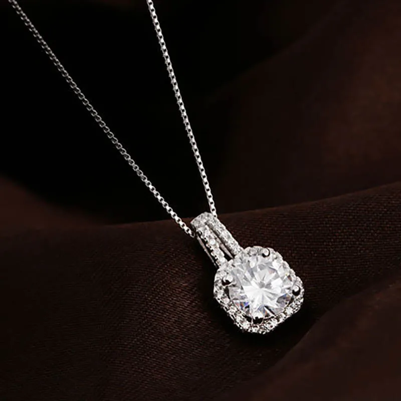 925 Silver Necklace with Ruby Sapphire Amethyst Zircon Pendant for Women Wedding Gift Fine Jewellery Pendants pendant necklace silver necklace