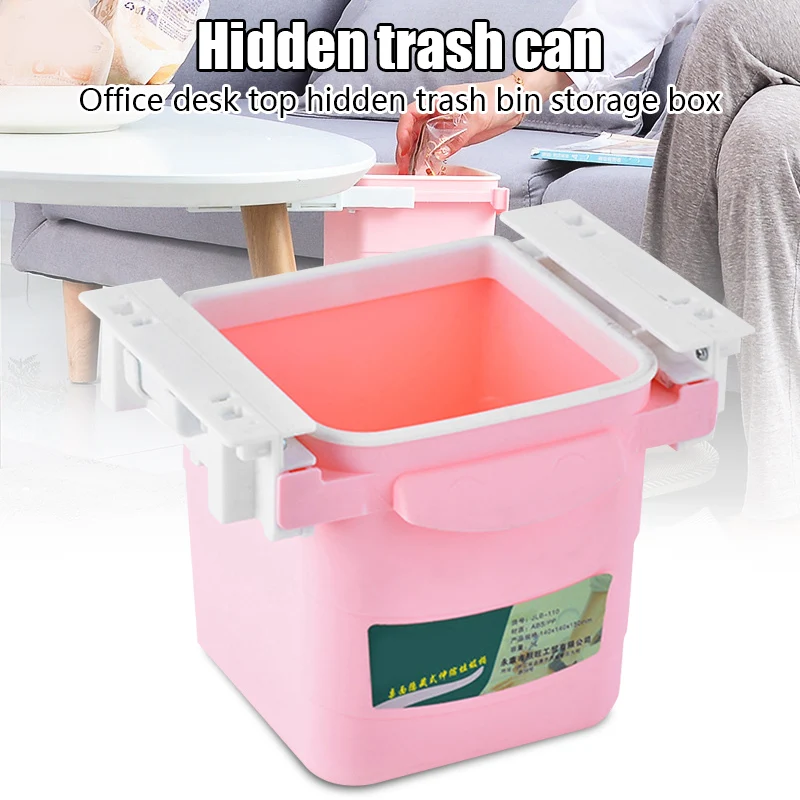 ConcealedTrashCanDustBinDesktopHomeKitchenOfficeRetractable