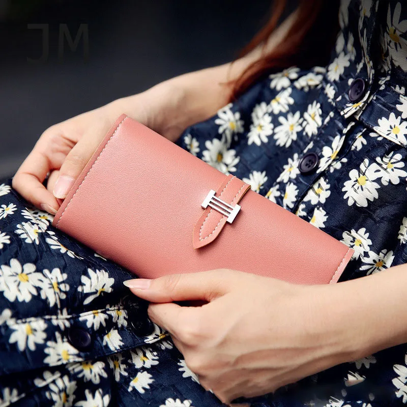 pink JM Billetera Mujer, новинка, женский кошелек, корейский кошелек, со стрелками, на ремне, большая емкость, модный, мульти-карта, кошелек, женский длинный кошелек - Цвет: pink