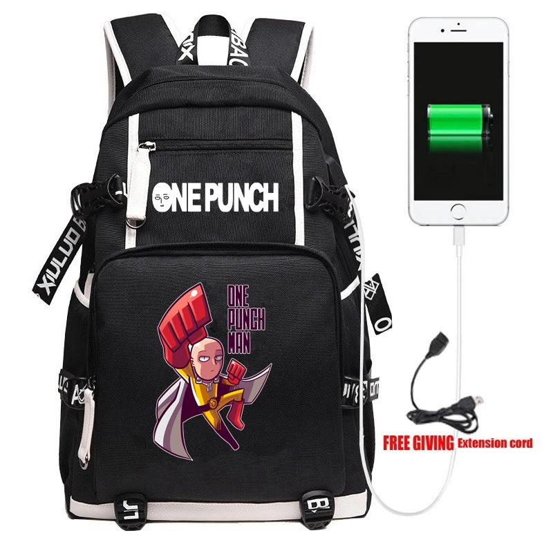 New Anime One Punch Man Backpack Unisex Travel Shoulder Laptop Bags Cartoon Teens Kids Student School Bags Bookbag Gift - Цвет: 8
