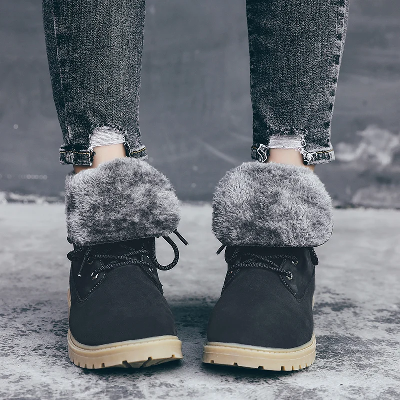 Fujin/высококачественные зимние сапоги; Модные женские плюшевые теплые длинные меховые ботиночки; водонепроницаемая обувь на платформе для девочек; женские зимние сапоги