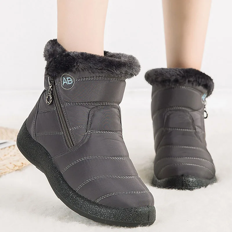 Waterproof Shoes Ankle-Boots Snow Woman Ladies Winter Buty Damskie Cotton-Fabric