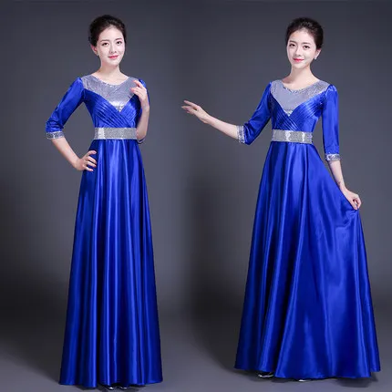 Синий RYGZ002# хор длинные платья подружек невесты костюм куинцетанера выпускной вечер платье блёстки дешевые оптом женская одежда - Цвет: Синий