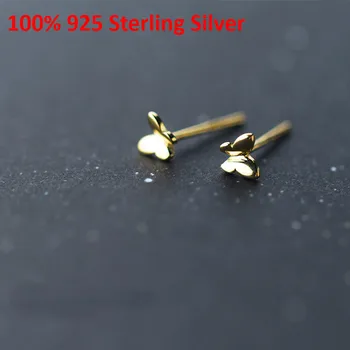

Cute Tiny Earings Gold Butterfly Stud Earrings for Women Girls Small 100% 925 Sterling Silver Earrings Fashion Fine Jewelry Gift