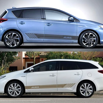 

2 Pcs. Racing Stripe Stickers for Car Door Long Side Skirt for Toyota Auris Styling Sports Car Car Decals External Accessories