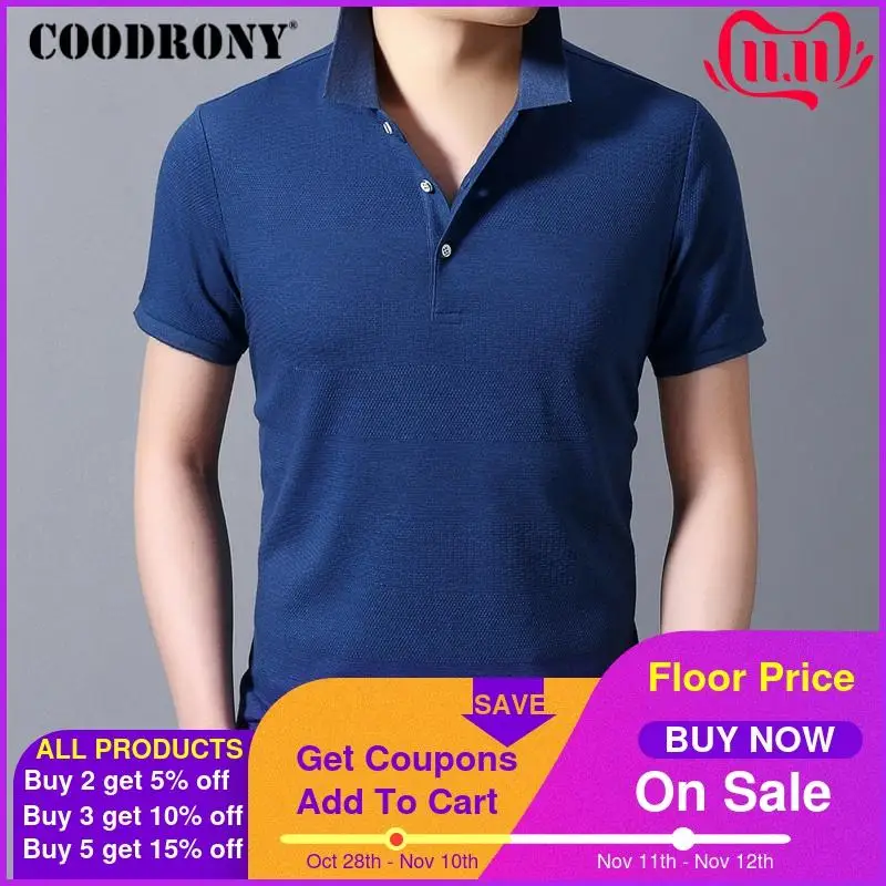 

COODRONY Brand Business Casual T-Shirt Men Pure Color T Shirt Men Spring Summer Cool Cotton Short Sleeve Tee Shirt Homme C5063S