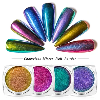 

1 Box Chameleon Mirror Laser Nail Glitter Powders Auroras Effect Chrome Pigment Dust DIY Design Nail Art Decoration