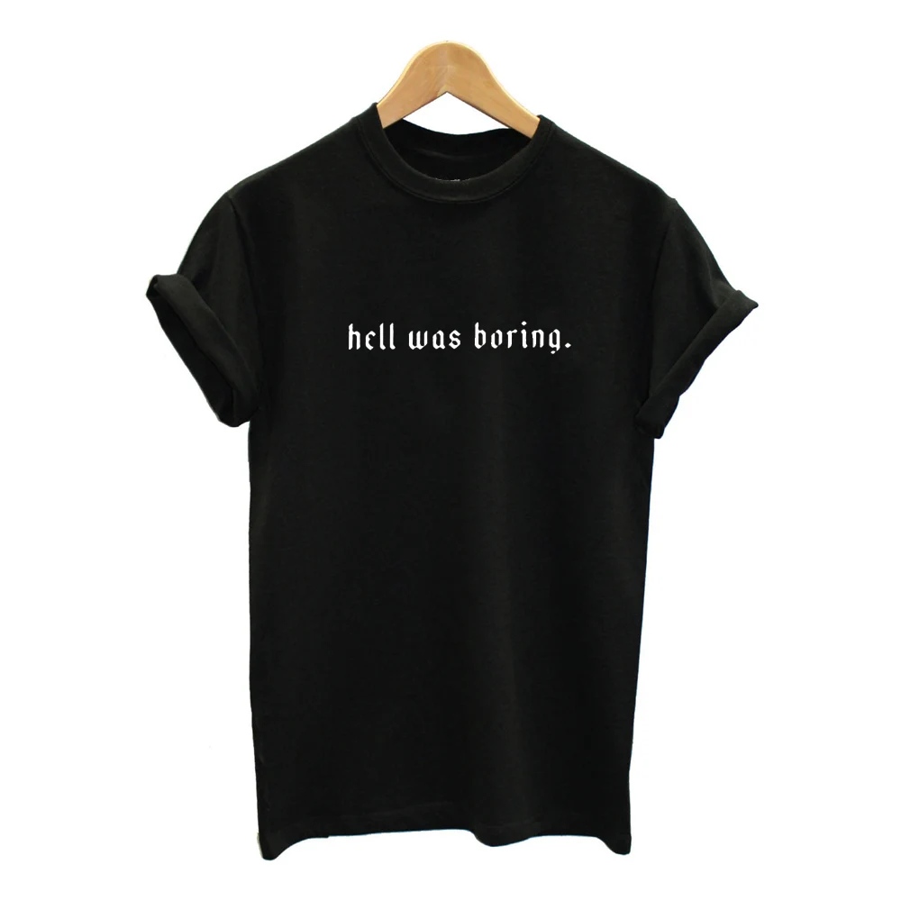 YUTIGRUA Летняя женская одежда уличная футболка в стиле хип хоп Harajuku Hell Was Boring Tumblr