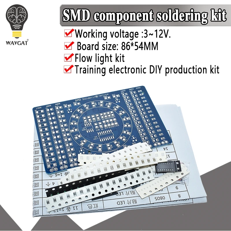 CD4017 вращасветодиодный светодиодная SMD NE555 паяльная тренировочная доска набор