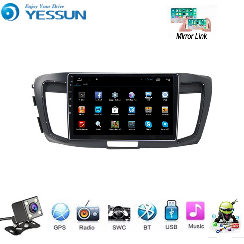 Автомобильный мультимедийный плеер YESSUN для Honda Accord 9 2013 ~ 2018 Android автомагнитола GPS