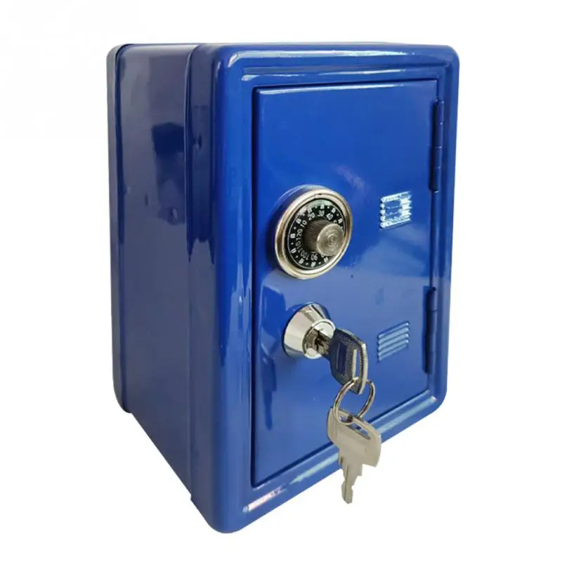 Gifts Safe Case Password With Key Metal Money Box Storage Home Ornament Mini ATM