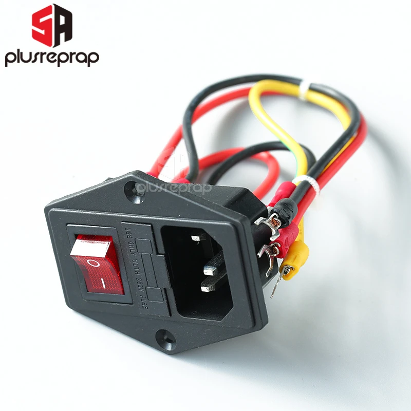 15A 250V 전원 스위치 3D 프린터용 퓨즈가 있는 구리의 빨간색 트리플 로커 스위치 삼각대 피트가 있는 AC 3핀 전원 소켓