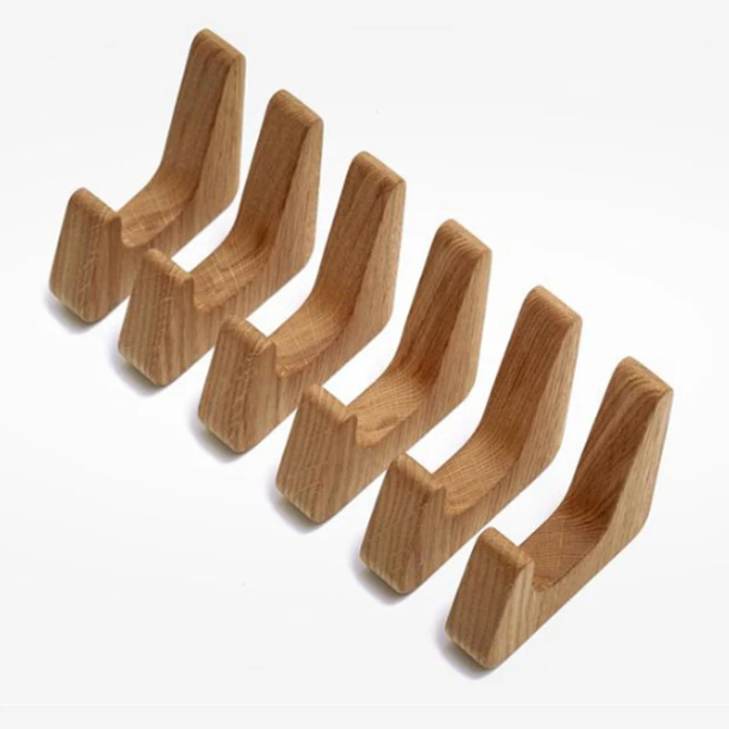 2Pcs Natural Wood Clothes Hanger Japanese-Style Wall Mounted Coat Hook Decorative Key Holder Hat Scarf Handbag Storage Hanger Ba