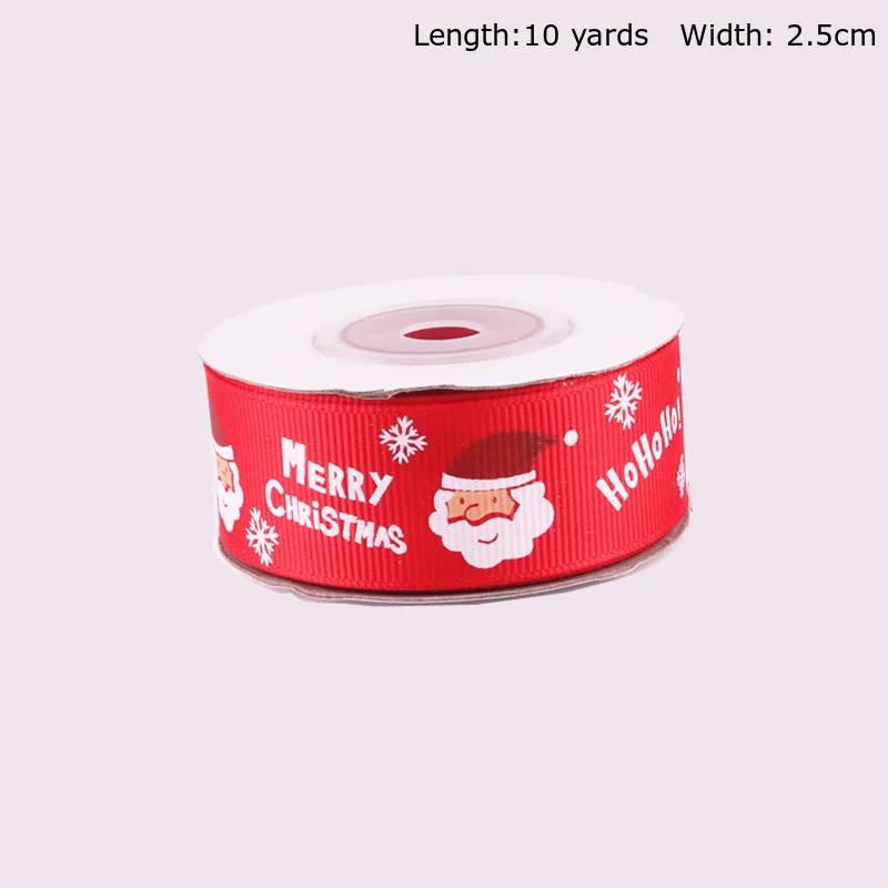 10yards Santa Red 10 ярдов лента для упаковки подарков с рождественским принтом Снеговик Санта Клаус ленты для шитья материал украшения для самодельного изготовления - Цвет: 10yards Santa Red