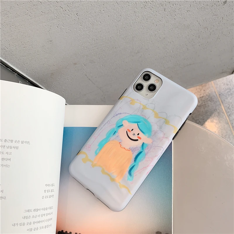 Милый простой чехол для телефона с рисунком девушки для Iphone 11 Pro Max X Xsmax Xr, мягкий силиконовый чехол для Iphone 7 8Plus - Цвет: Бежевый